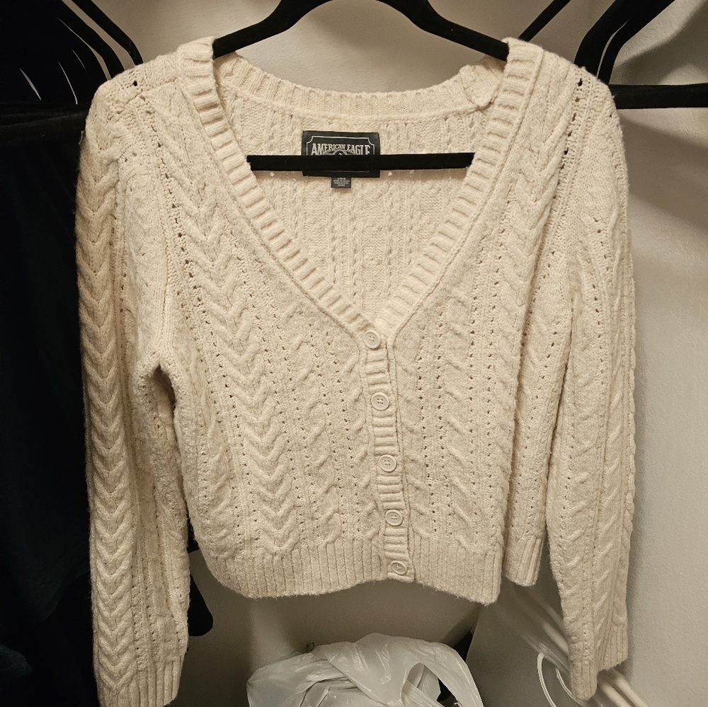 Fluffy white sweater